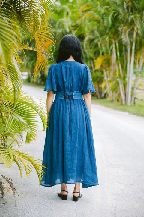 琉球藍 Lace up long Onepiece