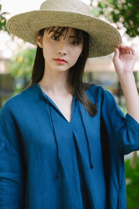 琉球藍 Stand collar onepiece