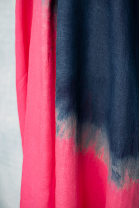 琉球藍 Stand collar onepiece (カラーリネン②)