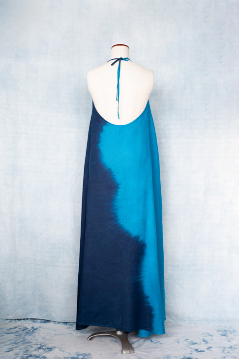 琉球藍 Halter Neck Dress (カラーリネン)