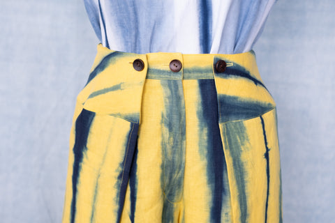 琉球藍 WRAP PANTS (カラーリネン)