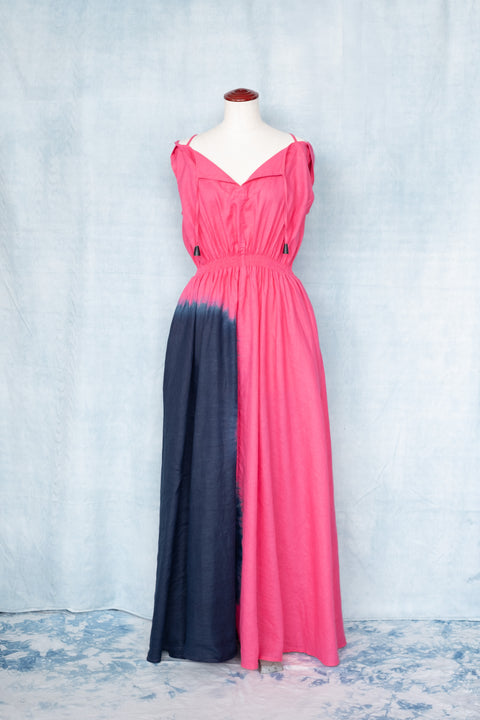 琉球藍 フーデットドレス (カラーリネン×BICOLOR)