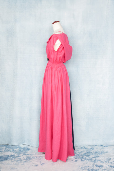 琉球藍 フーデットドレス (カラーリネン×BICOLOR)