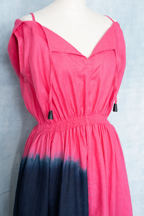 琉球藍 フーデットドレス (カラーリネン×BICOLOR)