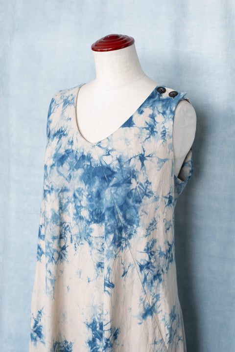 琉球藍 Machi Dress2 (カラーリネン×TYE-DYE)