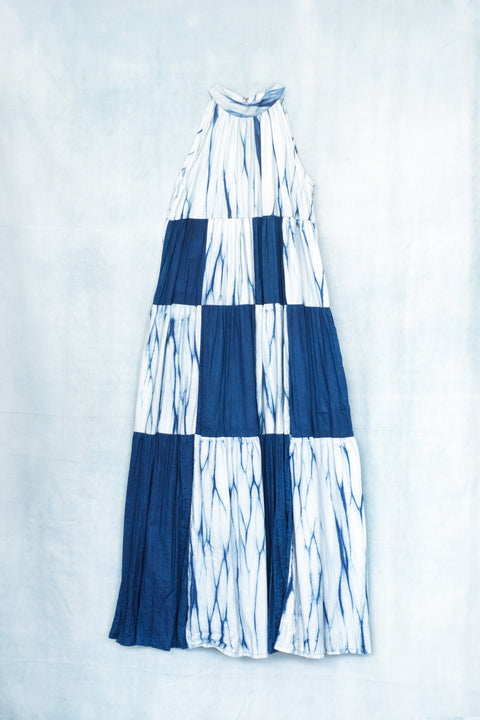 琉球藍ティアードワンピース (地柄⑪ )