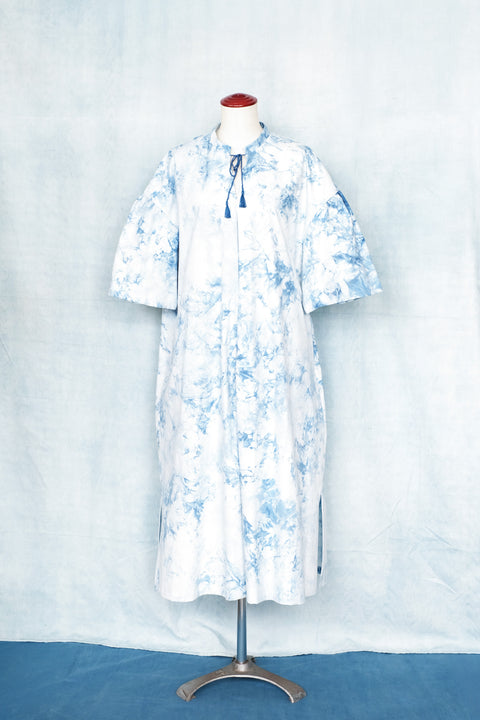 琉球藍 Stand collar onepiece /TYE-DYE