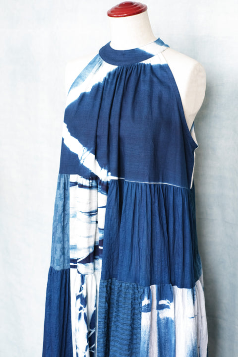 琉球藍ティアードワンピース (地柄⑫)