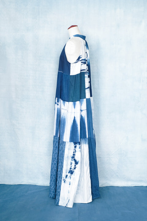 琉球藍ティアードワンピース (地柄⑫)