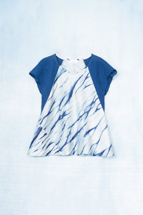 琉球藍 Trench Sleeve Tops /さざなみ×無地