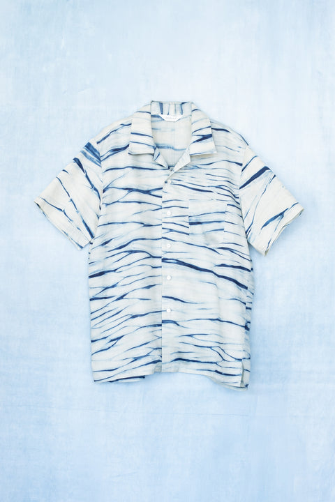 琉球藍 OPEN COLLAR SHIRTS /さざなみ