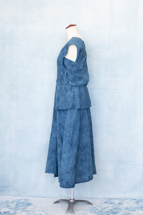 琉球藍Over lap onepiece /TYE-DYE