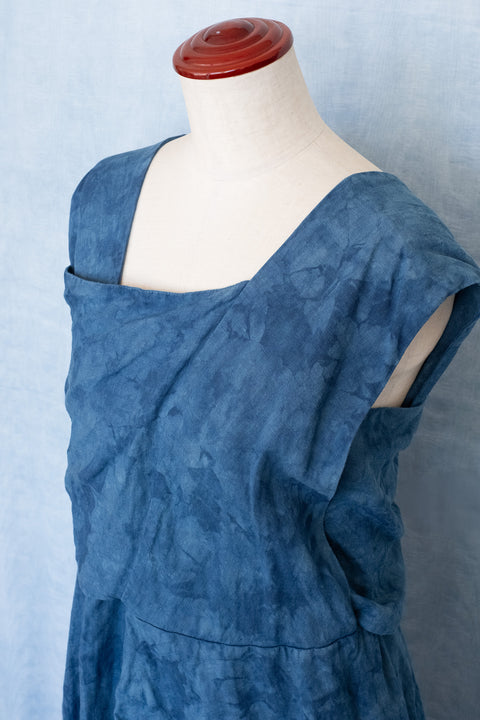 琉球藍Over lap onepiece /TYE-DYE