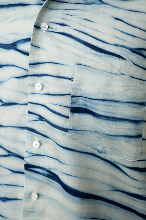琉球藍 OPEN COLLAR SHIRTS /さざなみ