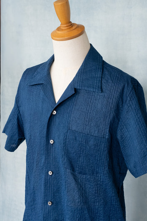 琉球藍 OPEN COLLAR SHIRTS