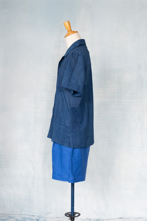 琉球藍 OPEN COLLAR SHIRTS
