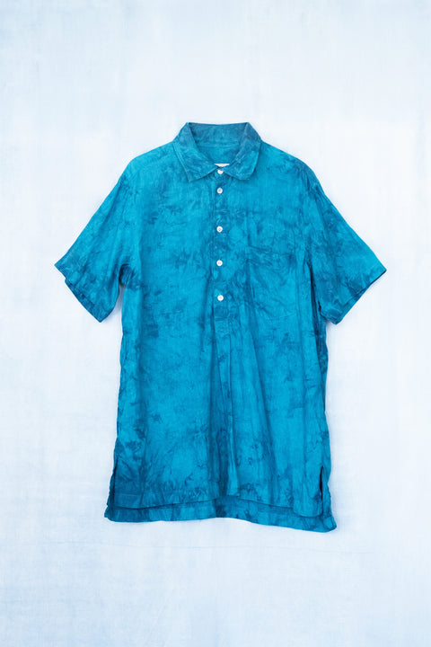 琉球藍 P/O SHIRTS (カラーリネン×TYE-DYE)