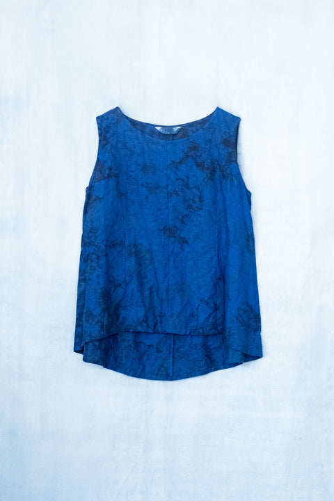 琉球藍 パネルライン TOPS (カラーリネン×TYE-DYE)