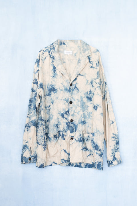 琉球藍 LAPEL JK UNISEX (カラーリネン×TYE-DYE)