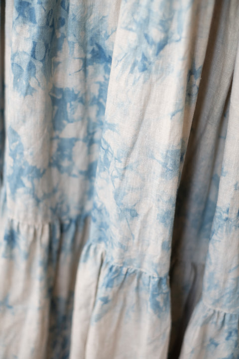 琉球藍 FRONT TIERD ONEPIECE (カラーリネン×TYE-DYE)