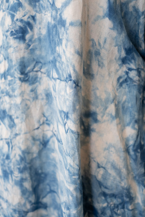 琉球藍 GATHER ONEPIECE (カラーリネン×TYE-DYE)
