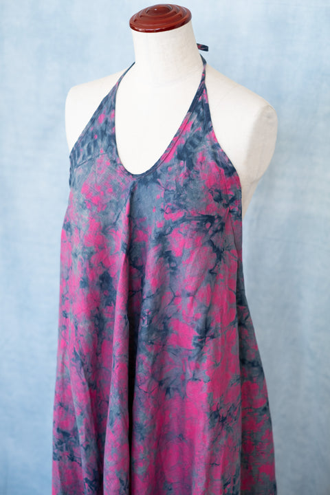 琉球藍 Halter Neck Dress (カラーリネン×TYE-DYE)