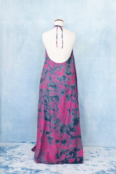 琉球藍 Halter Neck Dress (カラーリネン×TYE-DYE)