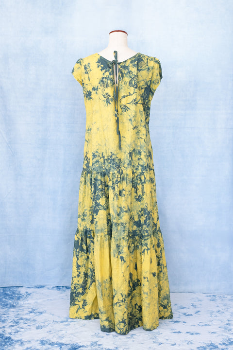 琉球藍 FRONT TIERD ONEPIECE (カラーリネン×TYE-DYE)
