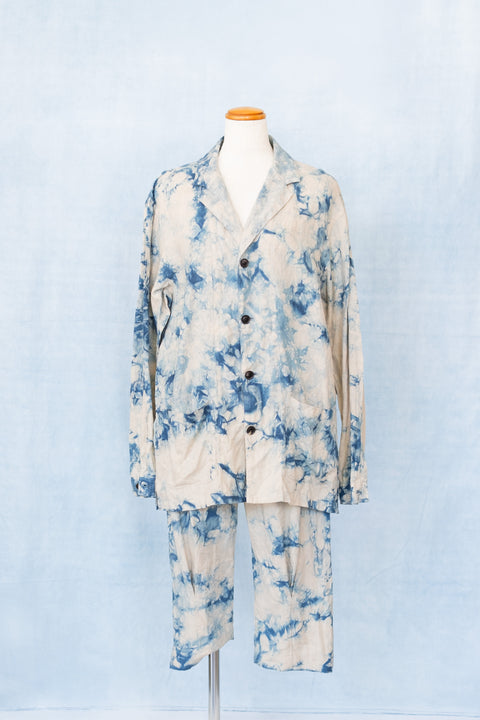 琉球藍 LAPEL JK UNISEX (カラーリネン×TYE-DYE)