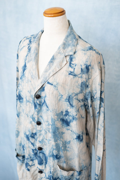 琉球藍 LAPEL JK UNISEX (カラーリネン×TYE-DYE)