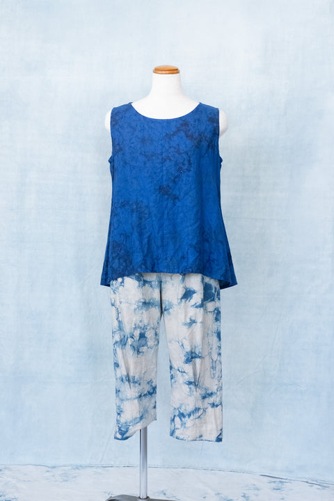 琉球藍 Sabrina Pants (カラーリネン×TYE-DYE)