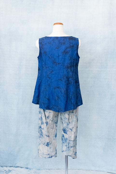 琉球藍 パネルライン TOPS (カラーリネン×TYE-DYE)