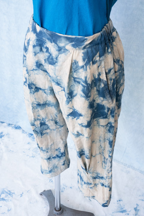 琉球藍 Sabrina Pants (カラーリネン×TYE-DYE)