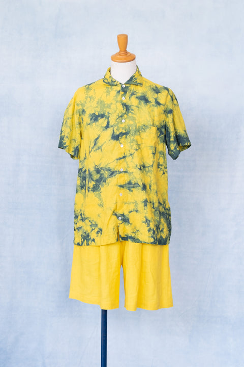 琉球藍 WIDE COLLAR SHIRTS (カラーリネン×TYE-DYE)