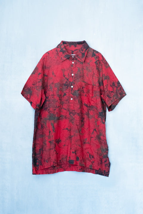 琉球藍 P/O SHIRTS (カラーリネン×TYE-DYE)