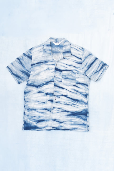 琉球藍 OPEN COLLAR SHIRTS /さざなみ