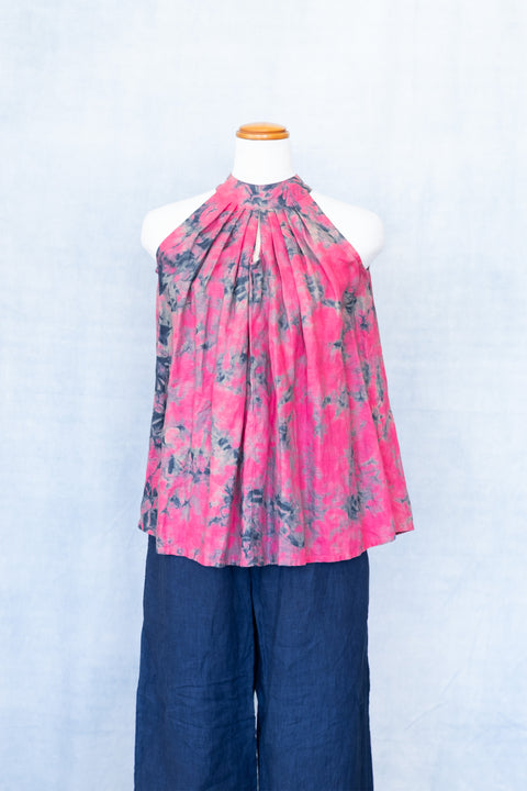 琉球藍 HALTER NECK TOPS (カラーリネン×TYE-DYE)