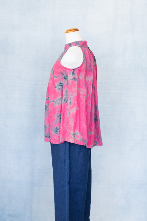 琉球藍 HALTER NECK TOPS (カラーリネン×TYE-DYE)