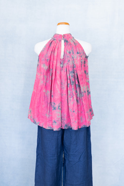 琉球藍 HALTER NECK TOPS (カラーリネン×TYE-DYE)