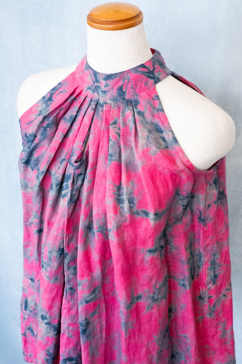 琉球藍 HALTER NECK TOPS (カラーリネン×TYE-DYE)