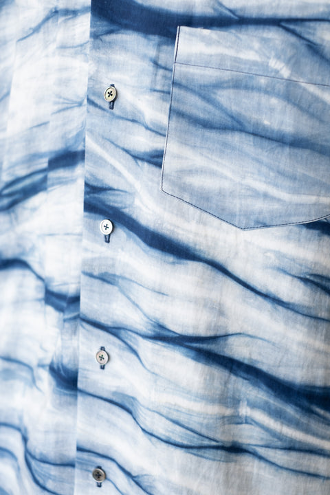 琉球藍 OPEN COLLAR SHIRTS /さざなみ