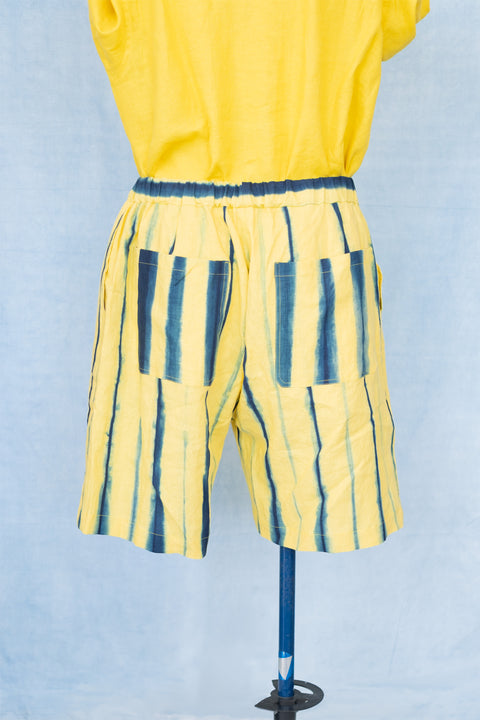 琉球藍 EASY SHORTS (カラーリネン×STRIPE)