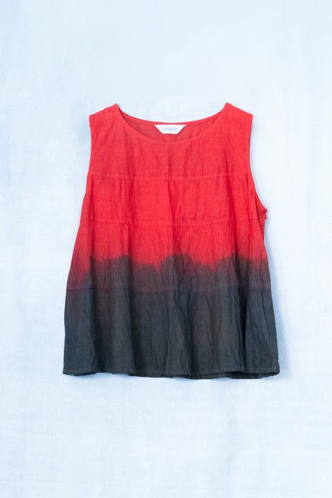 琉球藍 TIERD FLARE TOPS (カラーリネン×TYE-DYE)