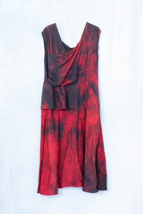 琉球藍Over lap onepiece (カラーリネン×TYE-DYE)