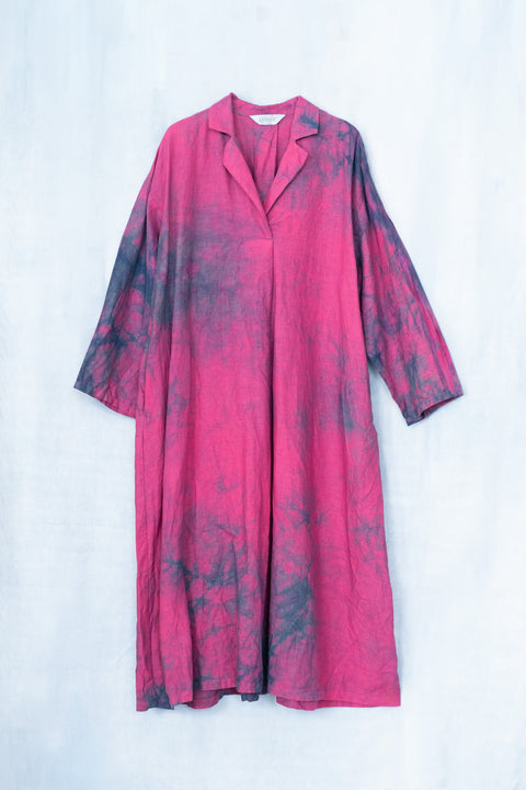 琉球藍 Shirt onepiece (カラーリネン×TYE-DYE)