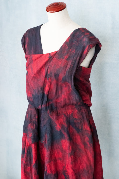 琉球藍Over lap onepiece (カラーリネン×TYE-DYE)