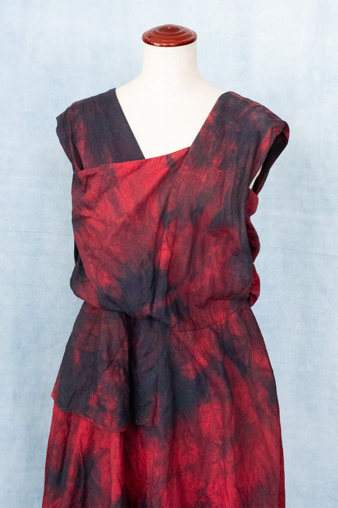 琉球藍Over lap onepiece (カラーリネン×TYE-DYE)