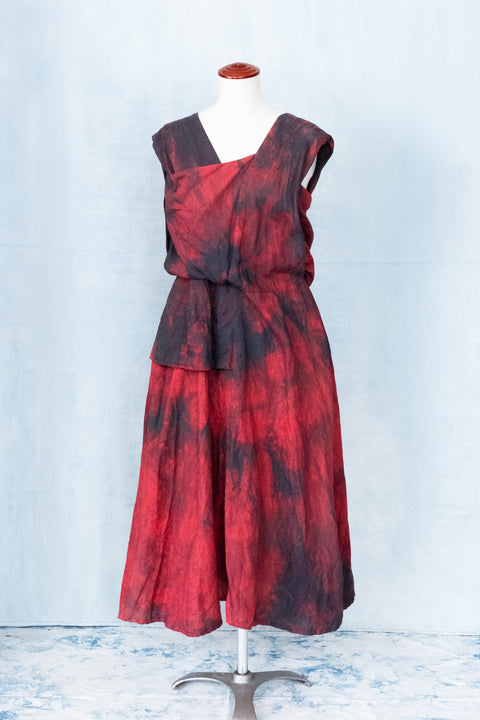 琉球藍Over lap onepiece (カラーリネン×TYE-DYE)