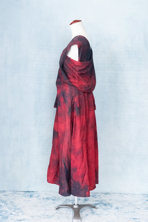 琉球藍Over lap onepiece (カラーリネン×TYE-DYE)