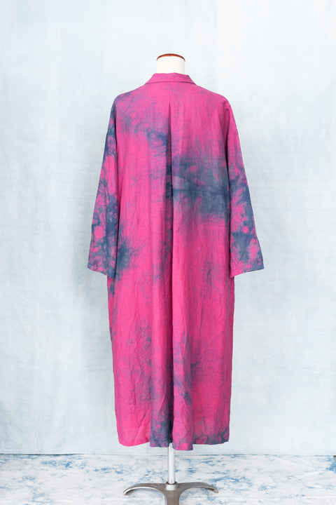 琉球藍 Shirt onepiece (カラーリネン×TYE-DYE)